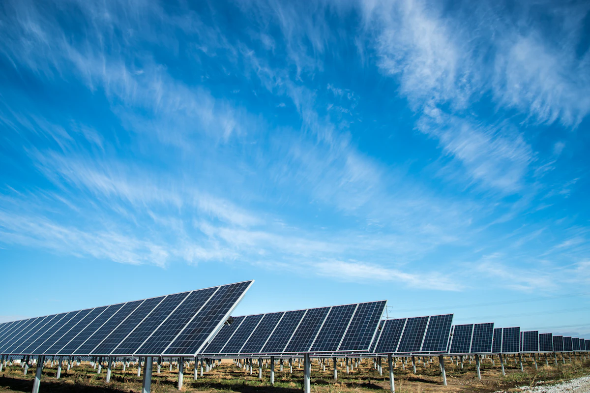 Solar energy infrastructure in an open landscape